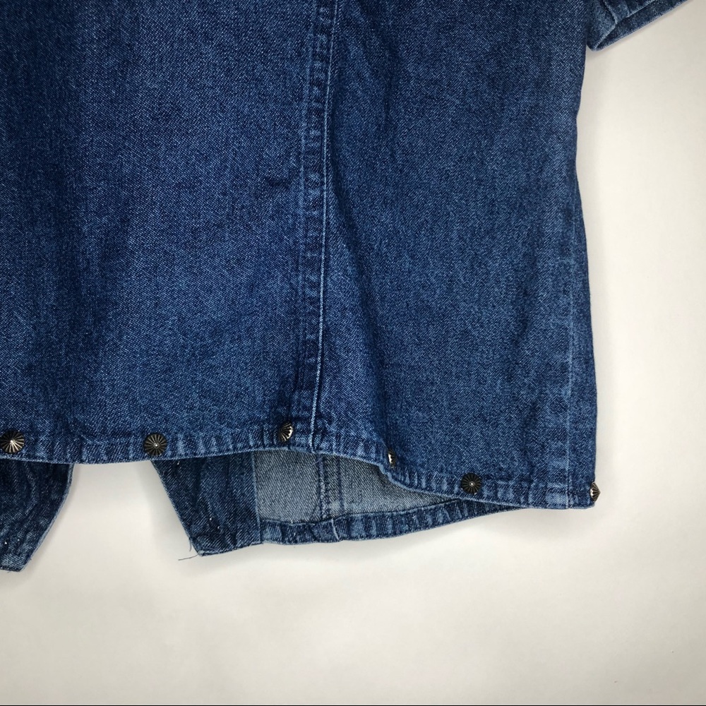STONEBRIDGE PETITES denim metallic studs top 8P - Picture 6 of 15